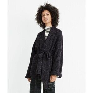 Madewell Womens Donegal Tie-Waist Cardigan Sweater Dark Heathered Gray Size XXS